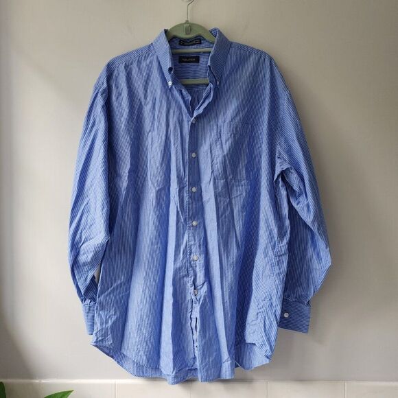 NAUTICA Men's Dress Shirt | Long Sleeve Button Down | 100% Cotton | 17" Neck - Picture 1 of 6